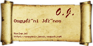 Osgyáni János névjegykártya